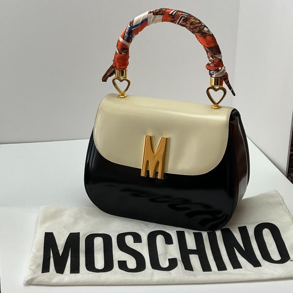 ❤️MOSCHINO❤️ Redwall Tricolor Polished Leather Bag Italy - Picture 14 of 16